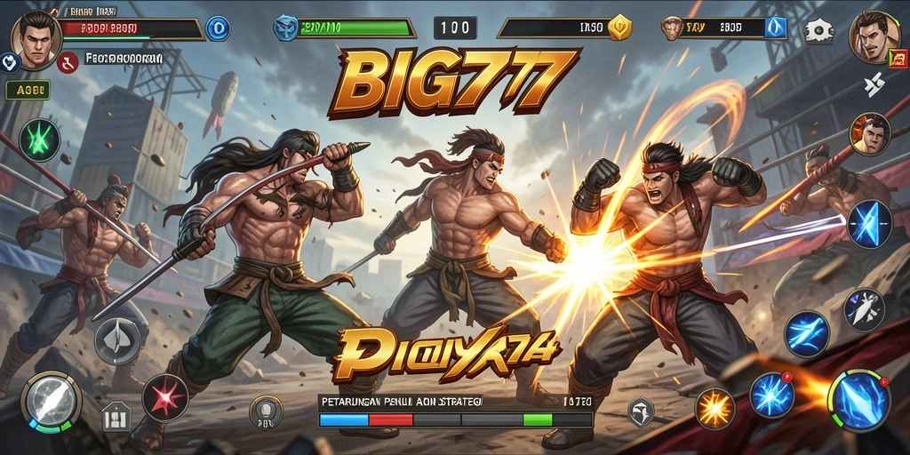 Gameplay pertarungan seru di BIG77 dengan karakter unik.