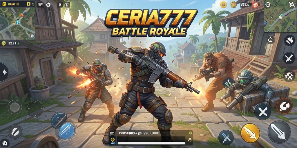 Tangkapan layar CERIA777 menampilkan pertempuran mendebarkan di arena Battle Royale.