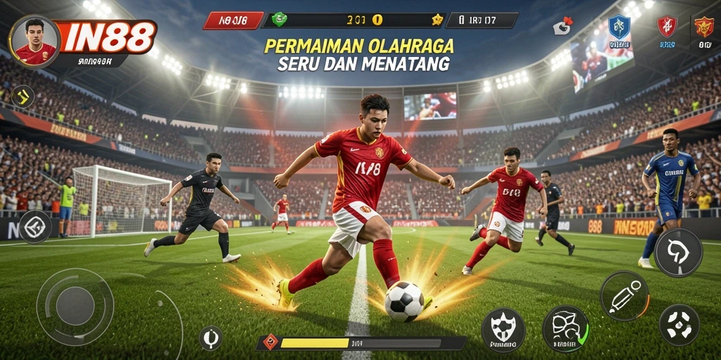 Tangkapan layar utama IN88 menunjukkan aksi seru dalam permainan olahraga.