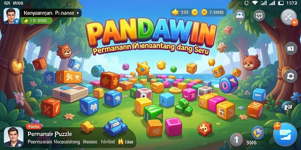 Screenshot gameplay menampilkan level menantang dalam PANDAWIN.