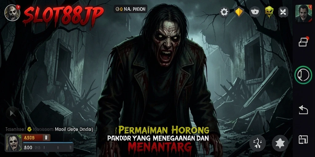 Screenshot gameplay SLOT88JP dengan suasana horor yang mendalam.
