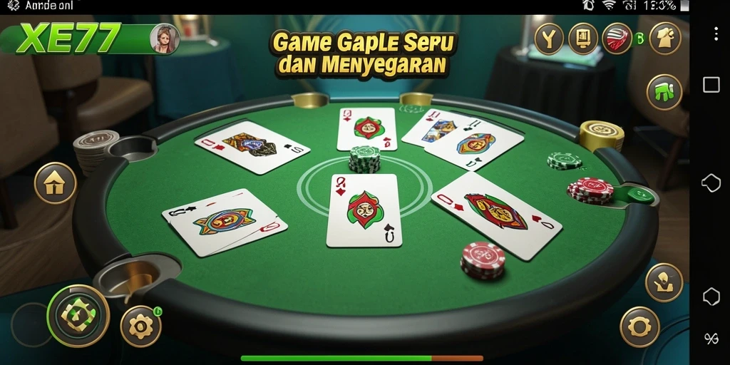 Tampilan gameplay XE77 yang seru saat bermain Gaple.